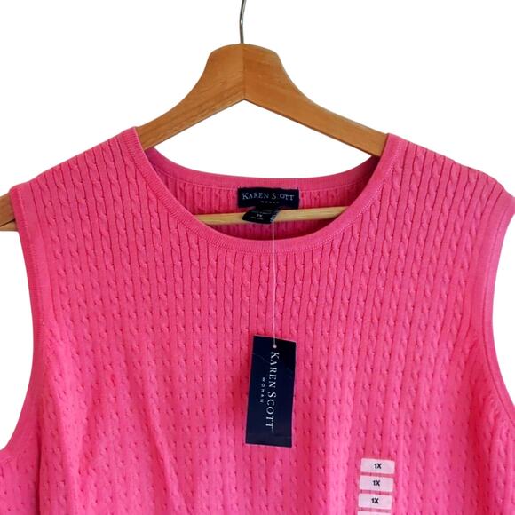 Pink Karen Scott Sweater Vest | 100% Cotton | 0069 - Picture 3 of 4